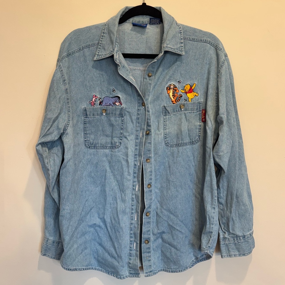 Vintage Winnie the Pooh Embroidered Denim Shirt